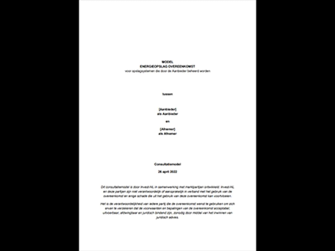 Energie Opslag Overeenkomst (consultatiemodel)