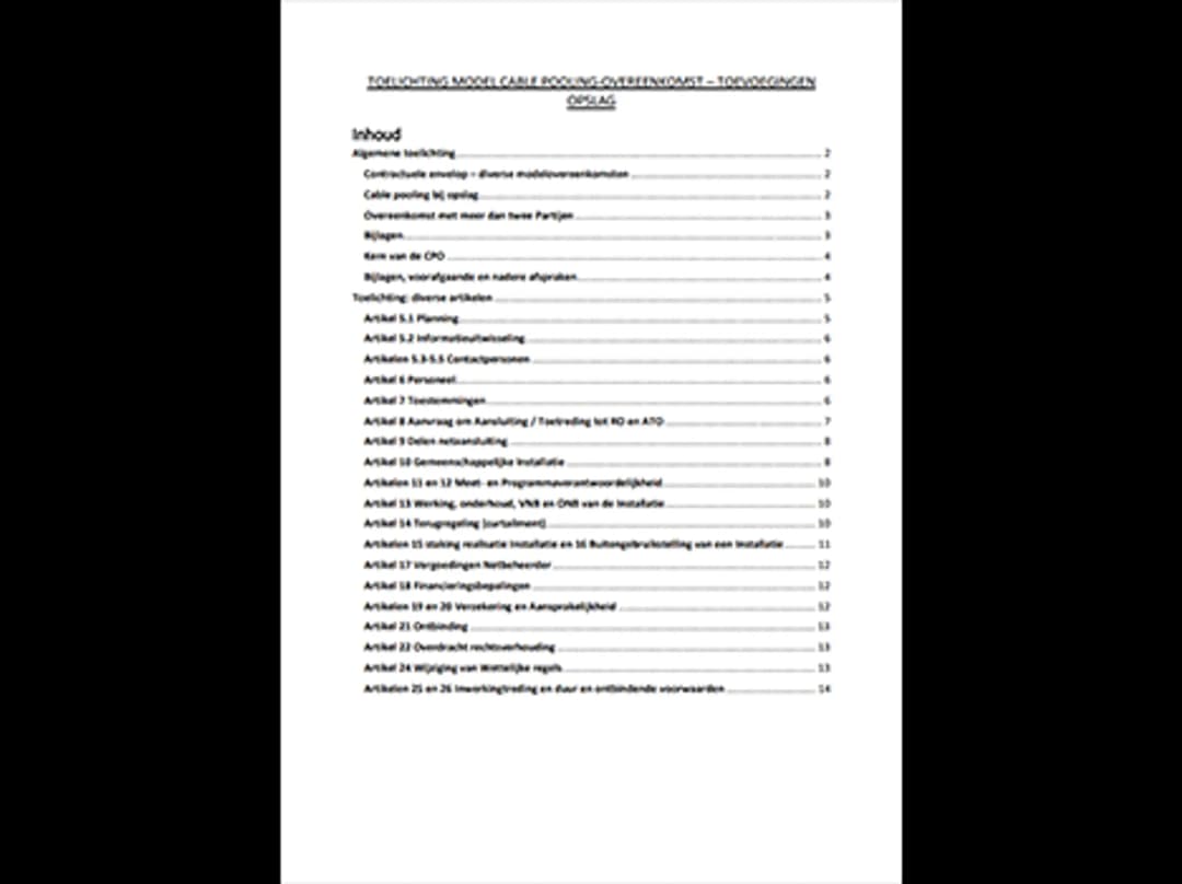 Cable Pooling Overeenkomst